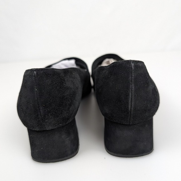 Stuart Weitzman Gorham Black Suede Chunky Block Heel Square Toe Shoe 9.5 Y2K - Picture 5 of 10